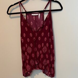Boho Burgundy Patterned Camisole with Tassels